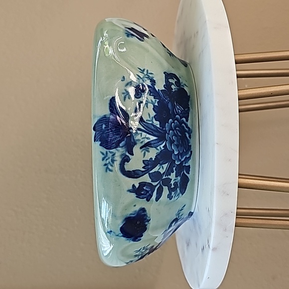 AAA Imports Ceramic Green Blue Floral Chinoiserie Style Planter Pot - Picture 4 of 12